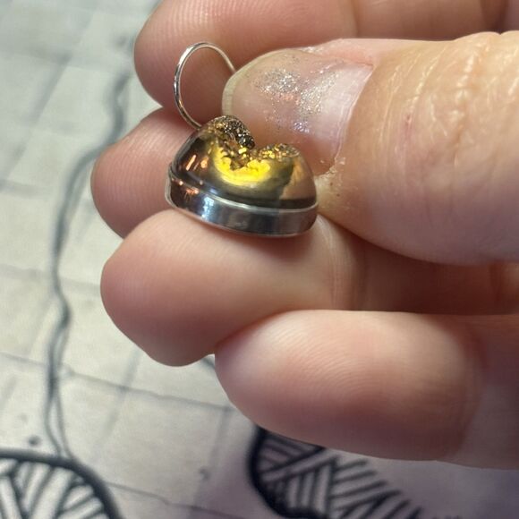 Rainbow Druzy 925 Sterling Silver Polished Stone Tear Drop Dangle Earrings - Picture 7 of 7